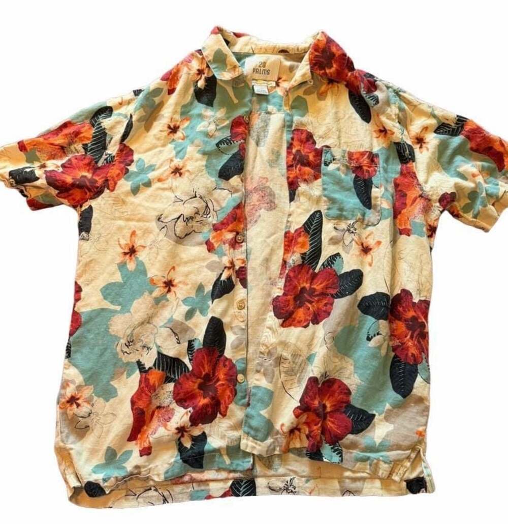 28 Palms Relaxed Floral Print Short Sleeve Button-Up Shirt